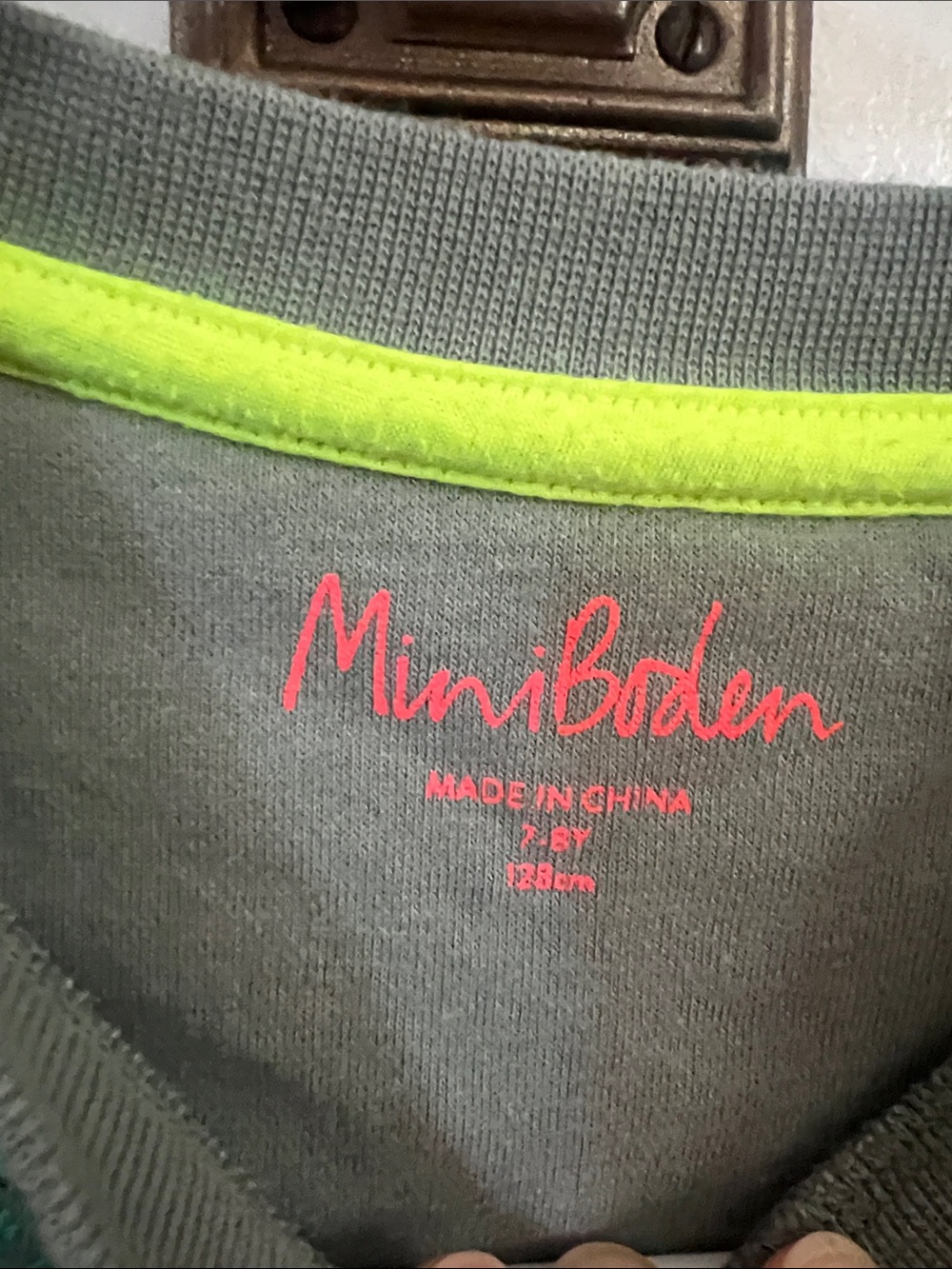 Mini Boden Olive Green Dinosaur Embroidered/Graphic Sweatshirt - Picture 2 of 3